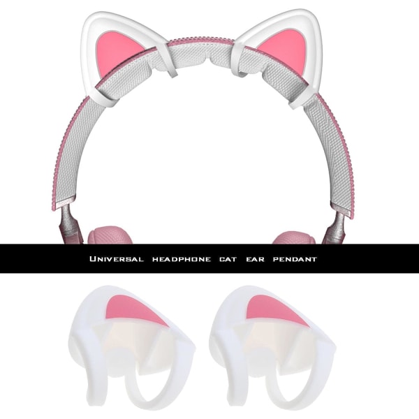 White - 1 Pair Cat Shape Silicone Over-Ear Headphones with Adjustable Decorative Cute Straps for Live Video Game Headset