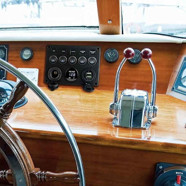 5-vägs Rockerströmbrytare Panel Toggle Switch Panel Elpanel Båt Bil Vattentät Dubbel USB DC 12V/24V LED Lastbil Trailer Marin Fordon SUV Husbil