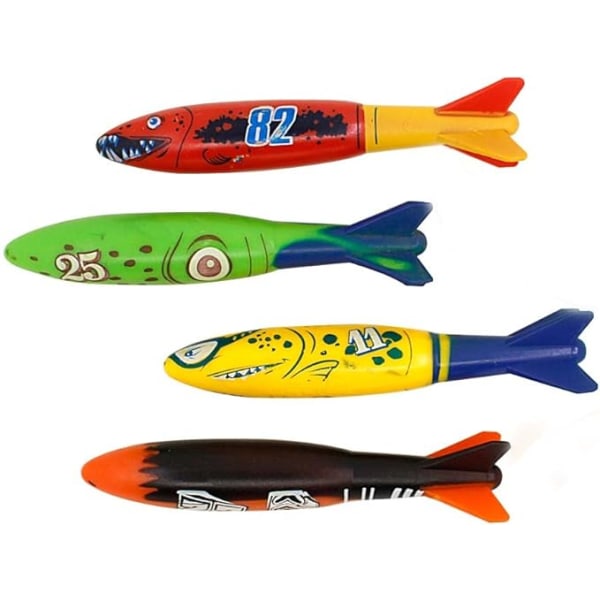 Hajpoolleksaker, kastdyknings-torped undervattenssimleksaker, 4-pack