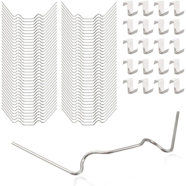 Sett med 100 festeklips for drivhusglass med 50 festeklips for drivhusglass og 50 Z z-klips for rustfritt stålglass