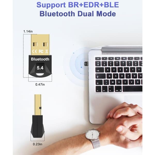 Bluetooth-nycklar, 5.4 Bluetooth-dongel, USB Bluetooth-adapter, Bluetooth för nyckel-PC, USB Bluetooth, för hjälm, handkontroll, tangentbord, smartphone, surfplatta