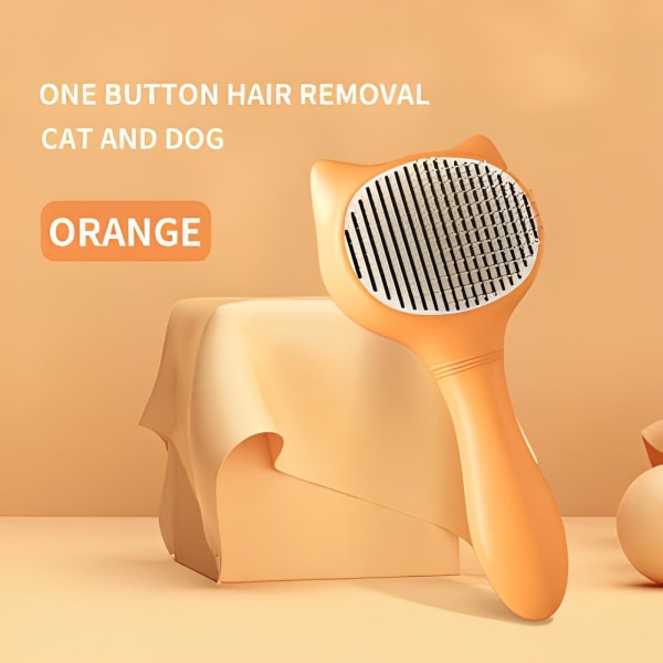 Kattebørste og hundebørste plejekam | Værktøj til kæledyrshårfjerning Kort hårfjerning af katte og hunde Rengørings- og afhåringsbørste (orange)