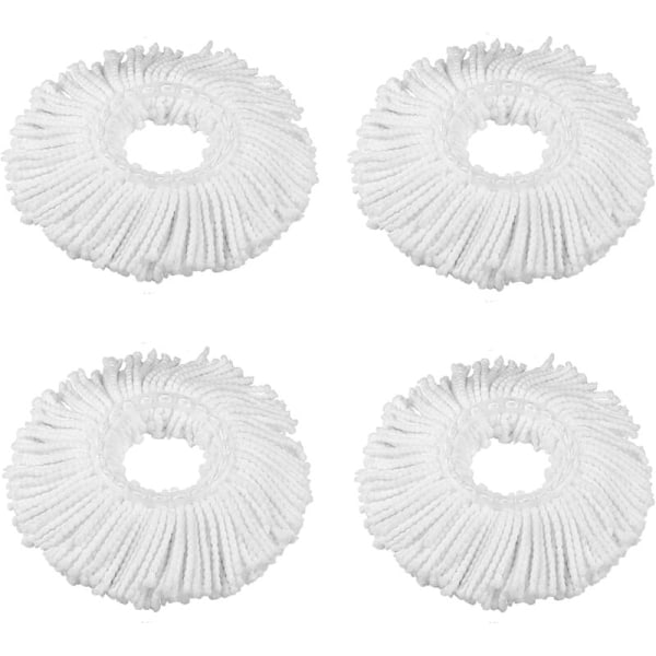 4 stk. 360° Spin Moppehoveder, Mikrofiber Spin Moppe Udskiftningshoved Refill Rund Form Moppehoved