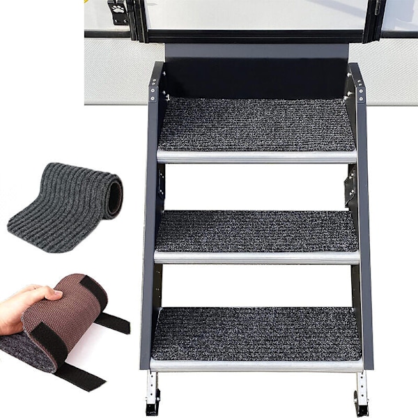 Sett med 4 trinntepper for bobiler og campingvogner (49,5 x 19 cm)