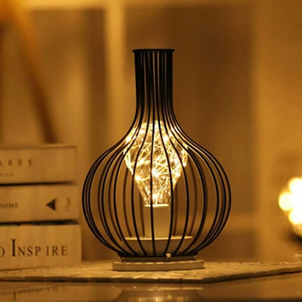 Dekorativ bordlampe, Retro bordlampe, Bur-stil, nattlys, retro, batteridrevet, soverom skrivebordslampe energiklasse A: energiklasse A: (Karaffel