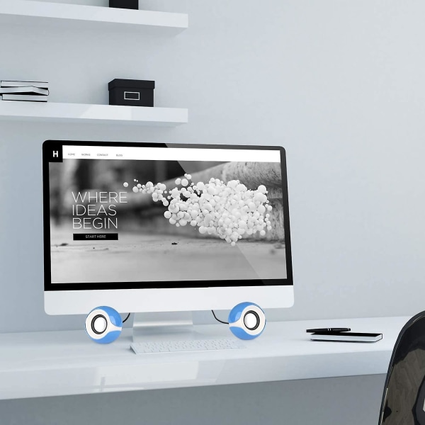 Usb-datorhögtalare, små högtalare för bärbar dator, stationär dator, netbook, pc, minidrivet stereohögtalarsystem med volymkontroll, ljudkontakt, blå