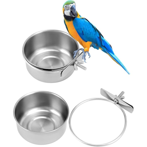 3 ruostumattomasta teräksestä valmistetun linnun ripustussarja, tarvikkeet lintuhäkkiin, rottahäkin tarvikkeet (10 x 4,5 cm)