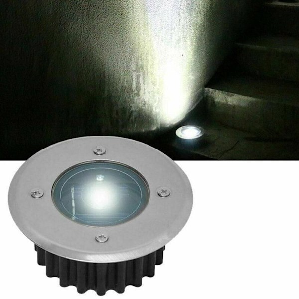 Sæt med 6 solcelle LED spots indbygget - jord - diameter: 85 mm - rund - udvendig resistent over for base - rustfri stål facade