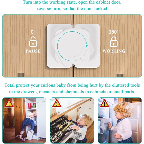 4 st barnsäkra skåplås, inga borrningsbarnslås för skåp, lådor, barnsäkerhet, barnsäkra lås för köksskåp, kylskåp