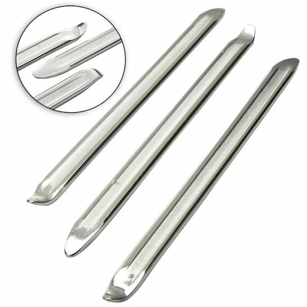 3 kappaletta rengasrautoja, 25 cm teräksiset rengasraudat mangaanikorjaustyökaluissa lusikkarenkaanpoistaja auton renkaan, polkupyörän renkaan vaihtoon (hopea)