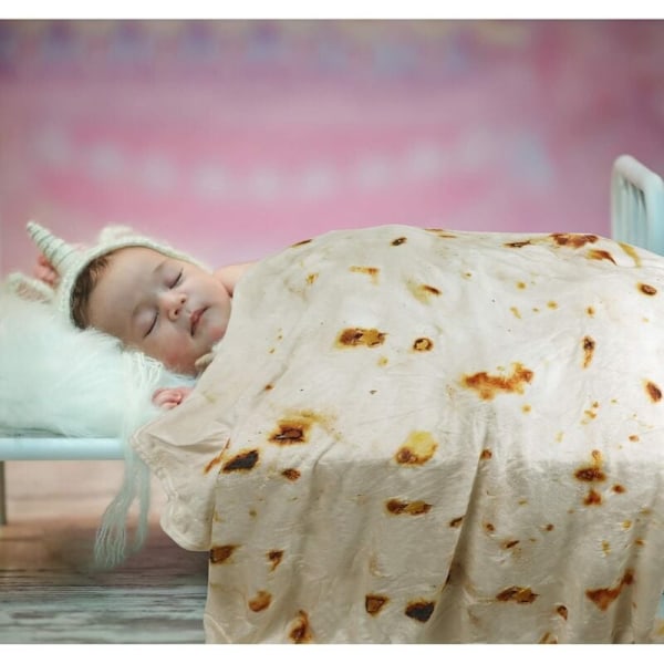 Tortilla indpakningsplaid, Burritos' runde indpakningsplaid, tortilla jet plaid, sjov rund dækning af realistisk mad