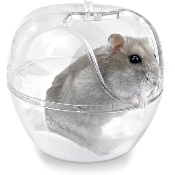 Hamsterbad, transparent plasthamstertoalett, stort kjæledyrbad som inneholder badstue med hamsterspade, ørkenrotte, gullbjørn
