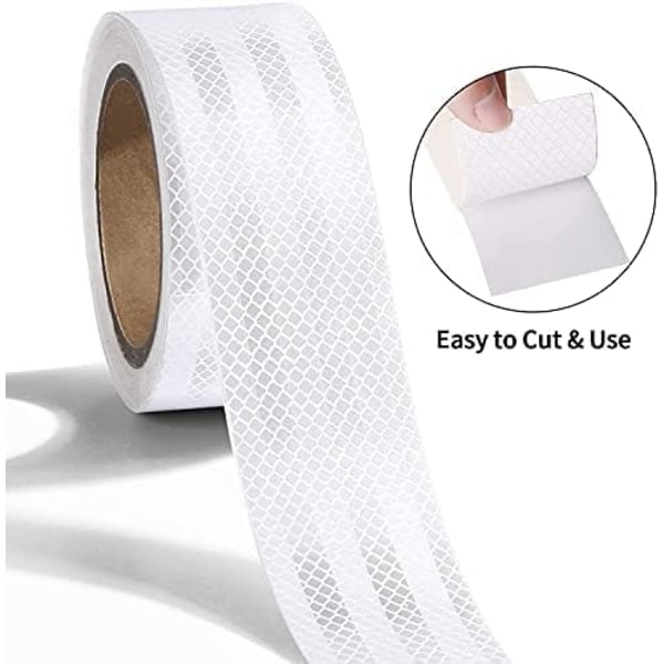 Valkoinen heijastava teippi 5cm*15m Vedenpitävä heijastava teippi Itsekiinnittyvä varoitusteippi Turvateippi - Näkyvä varoitusteippi ajoneuvoille, pyörille, ulkotiloihin