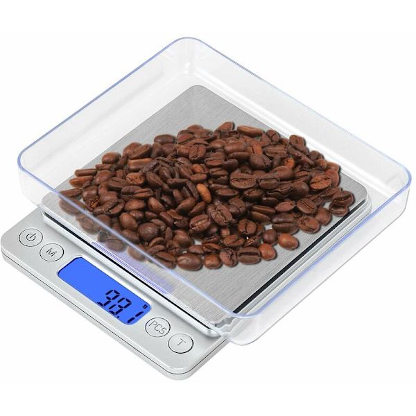Digital köksvåg, USB-laddning, 3 kg/0,1 g, Mini elektrisk köksvåg, Vattentät digital våg, USB-laddningsbar, LCD-display, Rostfritt stål, för In