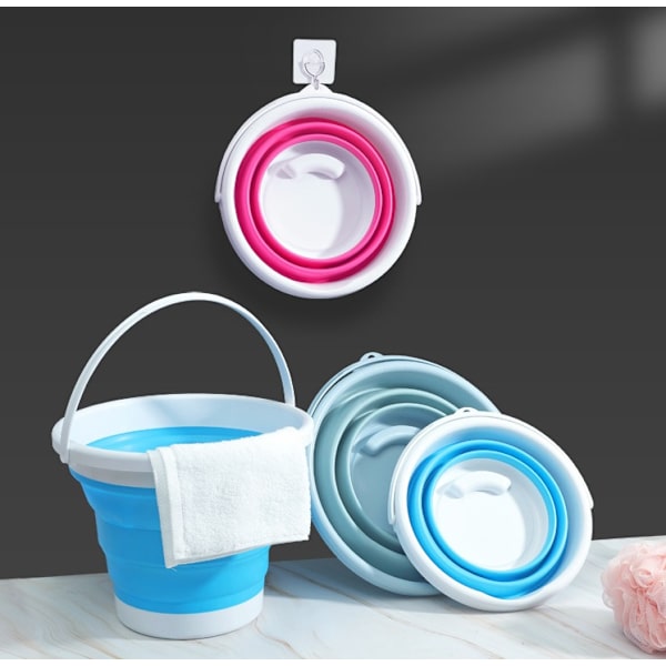 Multifunktionell hopfällbar plastbalja, bärbar tvättbalja, F