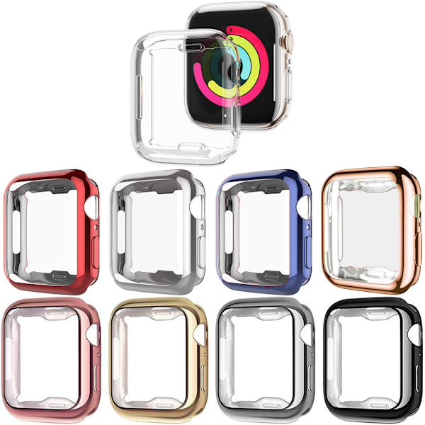 Täys TPU-kotelo Apple Watch 4/5/6/SE näytönsuojalla 44mm Kirkas