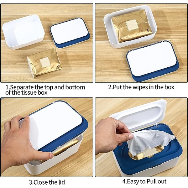 (blå og hvid) tissue box med låg, støvtæt tissue box, tissue holder, toiletpapir box, serviet box