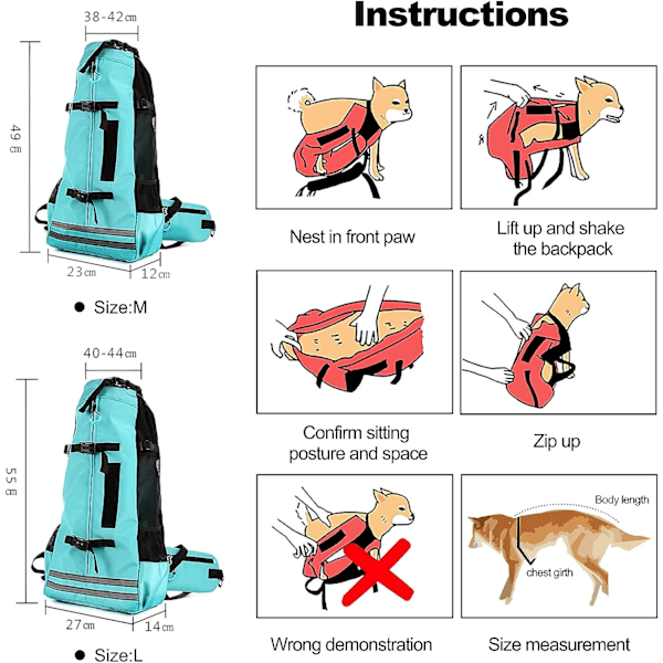 Hunde ryggsekk, justerbar hunde ryggsekk for små og mellomstore hunder, kjæledyr ryggsekk for utendørs turer fotturer klatring reiser (M, grå)