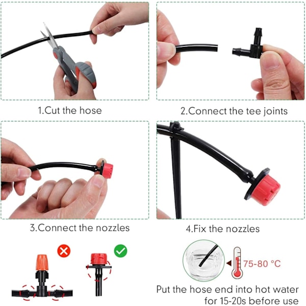 139 stk Mikro Dryppvanning Automatisk Vanningsett, Automatisk Dryppvanningsett, Hagevanningssystem, Hage for Planter - 30M Dryppslange