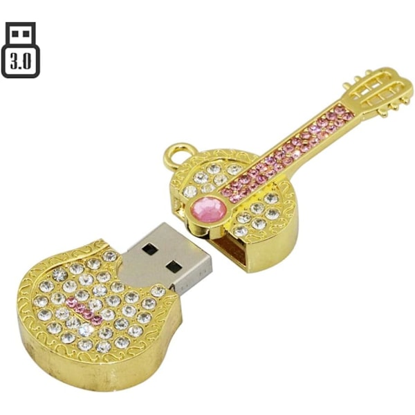 8 GB metallgitarr USB-minne (guld), modell 3.0 USB-minne, datalagring minneskort minnespinne