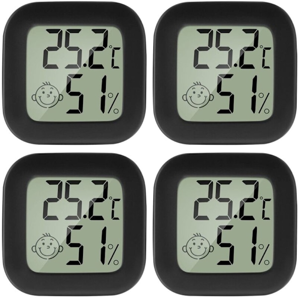 4 Delar Mini LCD Termometer Inomhus Digital Hygrometer Hög Precision Hög Precision temperatur -50 ℃ 70 ℃ 10% 99% HR för Vardagsrum Baby Baby Ch