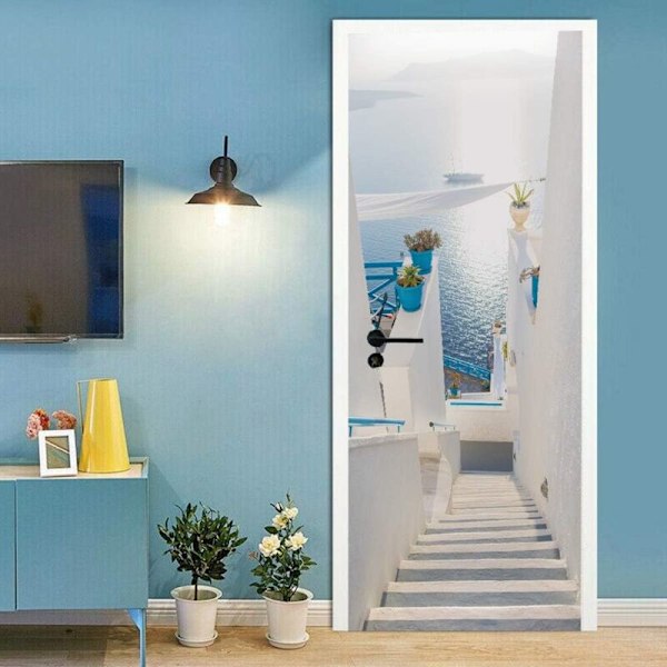 Dørklistremerke Trompe l'oeil Effekt 3D tapet for innerdør kontor soverom stue bad hav 77x200