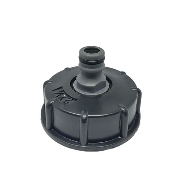 IBC Tanklokk, S60x6 IBC-montering/nippelplugg, 1/2\" utløpsdiameter, 60mm innløpsdiameter for IBC Ton-ventil - Svart