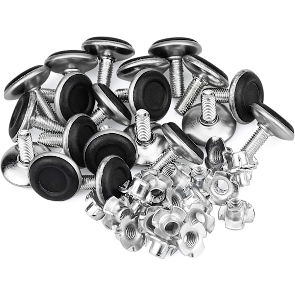 20-pack justerbara möbelfötter, nivelleringsfot T-mutter M8x20x30mm gänga, skruvar nivelleringsstöd möbelben, stol, bord