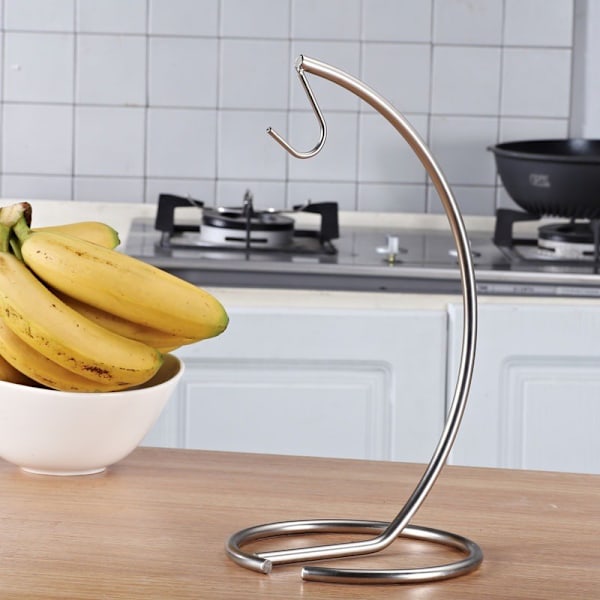 Bananställ med Rund Bas, Banankrok, Fruktförvaring, Silver