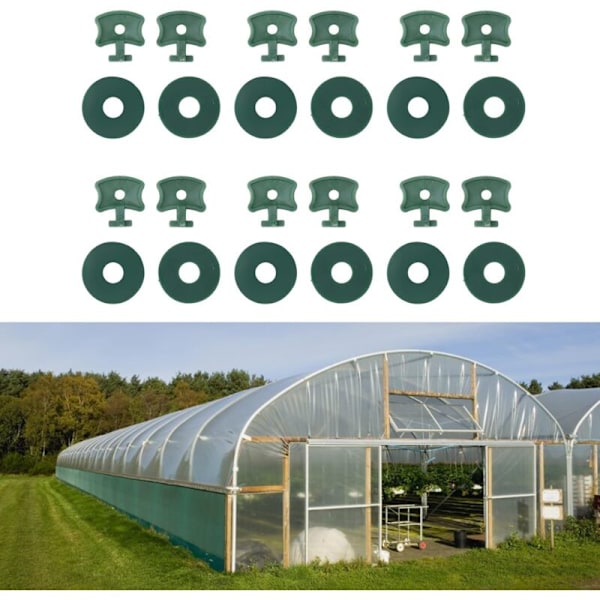 Sett med 100 plastklips for drivhus, vridde klips, plastskyggefester med ringer, drivhusfesteklips for drivhusisolering, boble