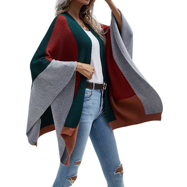 Naisten boheemi Buffalo Plaid -viitta kashmirhuivi Cardigan talvipeittotakki, tummanvihreä
