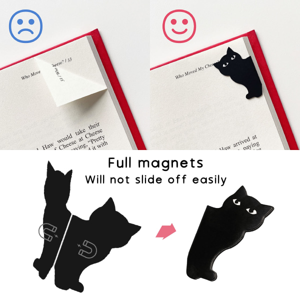 Magnetiska bokmärken - 6 stycken olika söta set för lärare, studenter Bokälskare som läser, för skolans kontorsmaterial