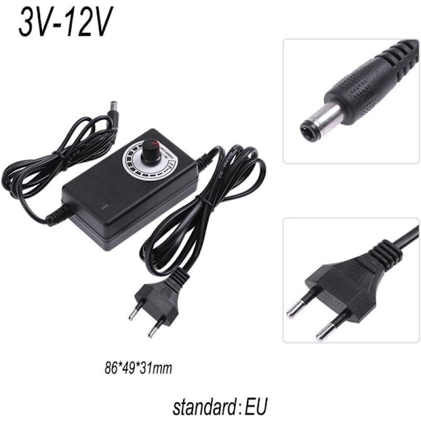 AC-adapteri AC - DC 3-12V 2A Säädettävä virtalähde valon säätöön/Lämpötilan/Nopeuden säätöön