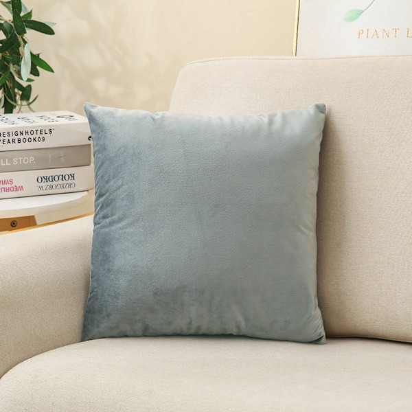 Sæt med 2 fløjl pudebetræk 45x45cm grå, dekorative sofapuder bløde søde dekorationer husdekoration stue til sofa