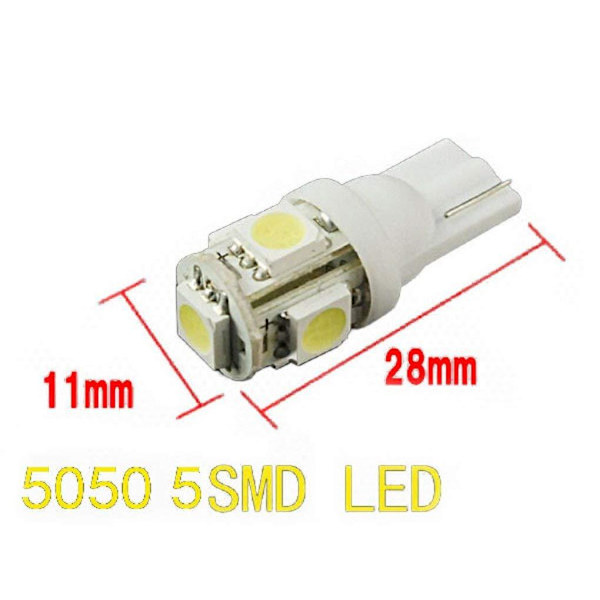 T10 W5W LED-polttimo, 194 168 2825 LED-polttimot auton lukuvaloihin, rekisterikilven valoihin, sisävaloihin, sivuvaloihin, DC 12V (valkoinen/ 10 kpl)