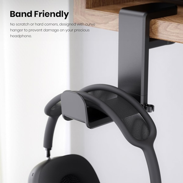 Hörlurshållare för spelheadset, hörlurshållare med justerbar och svängbar armklämma, design under skrivbordet, universell passform