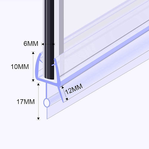 70CM 2 stk. One Piece brusedørstætning til 4-6mm glas, foldebar brusevægstætning, erstatningstætning, lige/buet glas brusedørstætning.