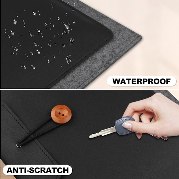 Laptopväska 15 tum, mörk filt + svart