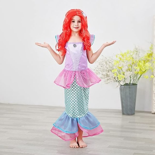 5 stk Havfrue Cosplay Kostymer Ariel Kjole for Jenter Bursdagsfest med Smykker Tiara