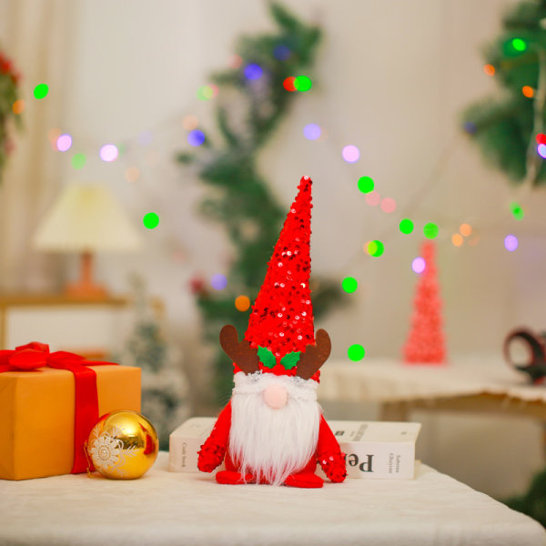 1 Pack Sequin Jul Gnome Plysch Elf Dock Julgransprydnad