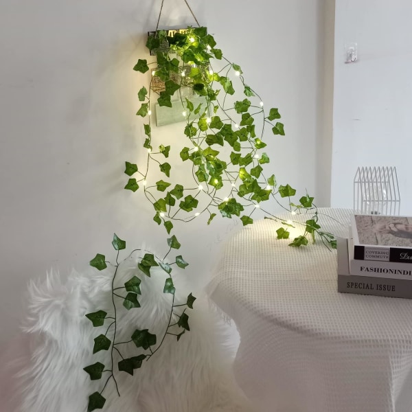 Pakke med Maple Leaf Wreath Pendellamper, Fairy Tale Night Lights til hjem, værelse, soveværelse, vægdekoration