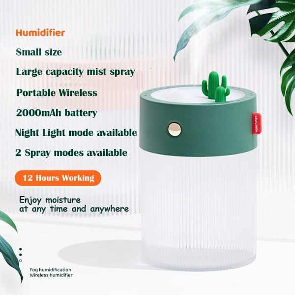 Pieni langaton kannettava ilmankostutin 2 sumutustilalla ja 2 yövalotilalla vauvalle, makuuhuoneeseen, matkalle, toimistoon, kotiin, vaaleanpunainen, vaaleanpunainen