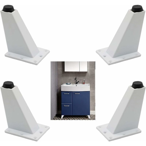 Aluminiumlegering 4 Stk. Justerbare Fødder Møbelben Køkkenbordplade Bar TV Kontorbord Bord Møbler Sofa Bord Bredder (Hvid 10cm)