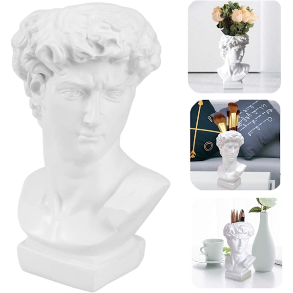 Blomsterarrangement Planter Buste Pot Planter Statue David Planter Håndlavet Skulptur Hoved Resin Planter Pen Holder Opbevaring til Hjem Have Dekoration