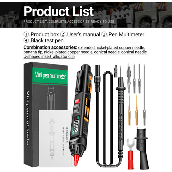 A3009 Mini Multimeter Penter med Vokal Diffusion 6000 Punkter Voltmeter Va display inverteret LCD Display Lommelampe Tester NCV For Volumen Modstand T
