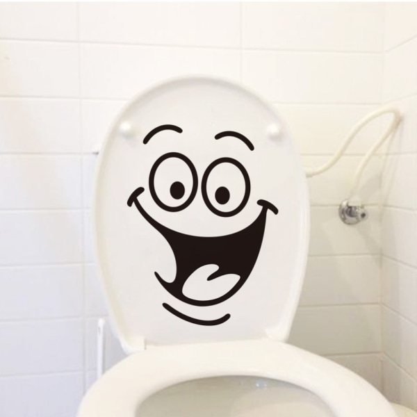 2 stk Smiley Sticker, Sjove Vægstickere til Toilet, Badeværelse, Køkken, PVC, 1 Farve, En Størrelse