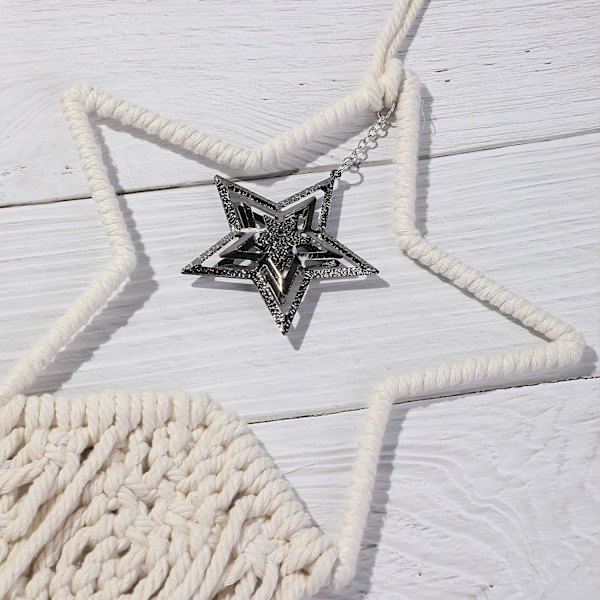 Hieno Uni Macrame-unisieppari, Suuri Kutomat Sulka Seinävaate Tassel Koriste Boho Unisieppari Käsityön Koriste-Esine Lahja (Tähti)