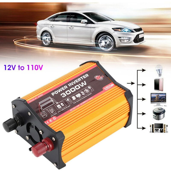 300W Bil Strömriktare, Dubbel USB Bil Strömriktare Auto Strömomvandlare Modifierad Sinusvåg Adapter Spänningsomvandlare