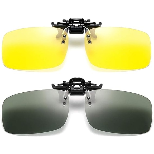 2 par polariserade clip-on solglasögon Flip Up Night Vision för Myopia Anti Glare Glasögon för män kvinnor Körning Utomhus Sport Arbete Med låda