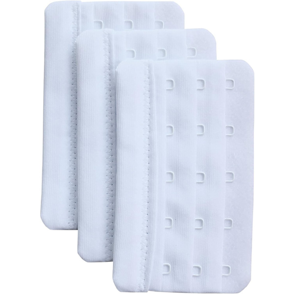 Vit uppsättning med 3 mjuka och bekväma bh-förlängningar 5 krokar, 5,9 cm x 9,4 cm